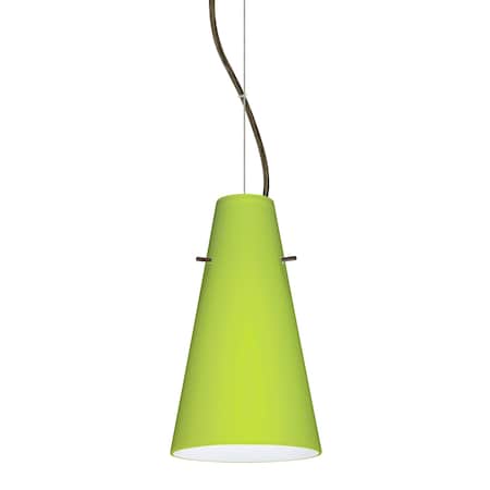 Besa Lighting Cierro Cable Pendant, Chartreuse, Bronze Finish, 1x9W LED 1KX-412435-LED-BR